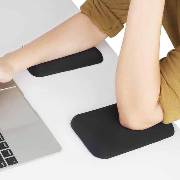 Elbow Rest Pads for Desk, Black Ergonomic Wrist Arm | Memory Foam & Non-Slip Base, Armrest Cushion Support Pad Relieve and Pain Computer, Office, 2 Packs
