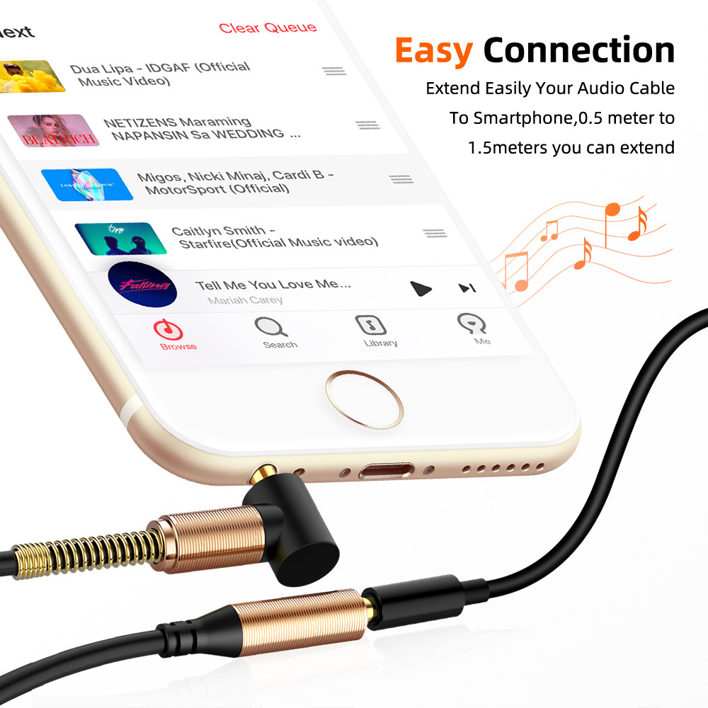 Elbow Spring Telescopic 3.5mm Mobile Phone Audio Cable Male To Female Aux Extension Cable Audio