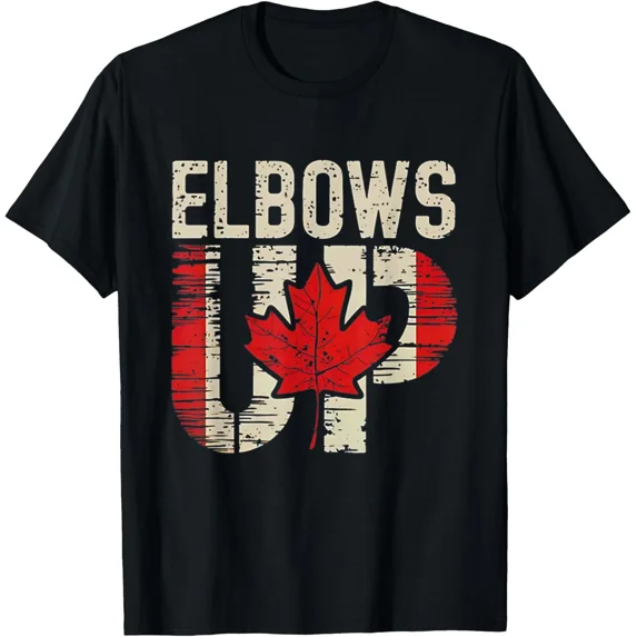 Elbows Up Canada Canadian Flag Men Retro Elbows Up T-Shirt