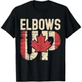 thumbnail image 1 of Elbows Up Canada Canadian Flag Pride North Strong Maple Leaf Hoodie or T-Shirt, 1 of 2