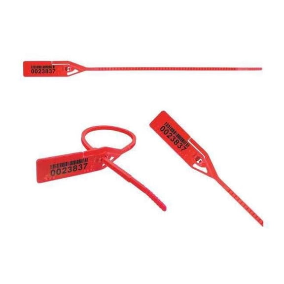 Elc Security Products Pull-Tight Seals,Red,Unfinished,PK250 061RIML128PPRD