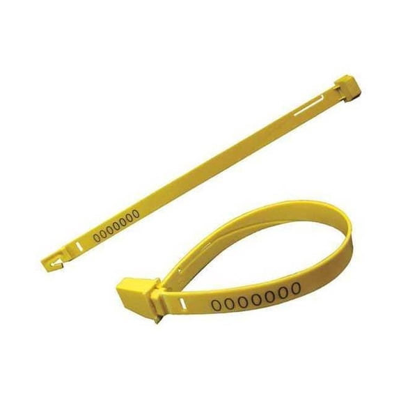 Elc Security Products Strap Seals,Yellow,Unfinished,PK250 070H19PPYL