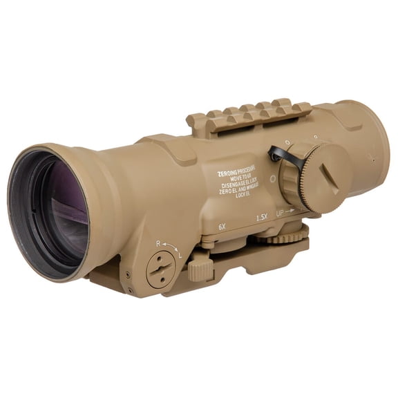 Elcan SpecterDR 1.5x/6x5.56 BDC Riflescope, FDE, Cerakote Finish, Integrated Pick Rail, Illumination, Flip Covers, A.R.M.S. Levers (DFOV6-T265-C10)