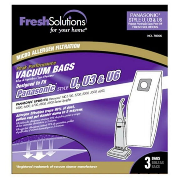 Elco Laboratories 70306 Panasonic U Style Vacuum Bag- 3 Pack