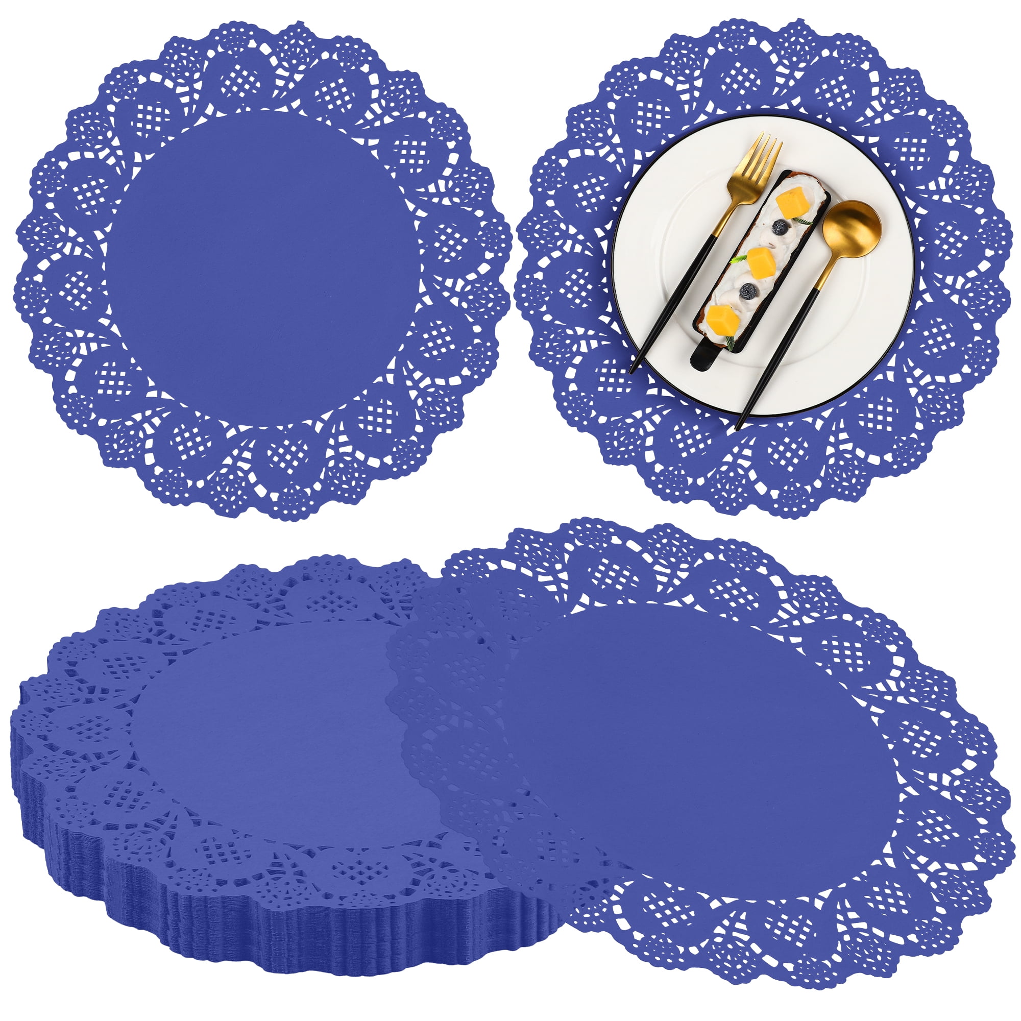 Paper Mat Classy Elcoho 100 Pieces Round Kraft Paper Place Mats 13.5 Inches Lace Paper ...