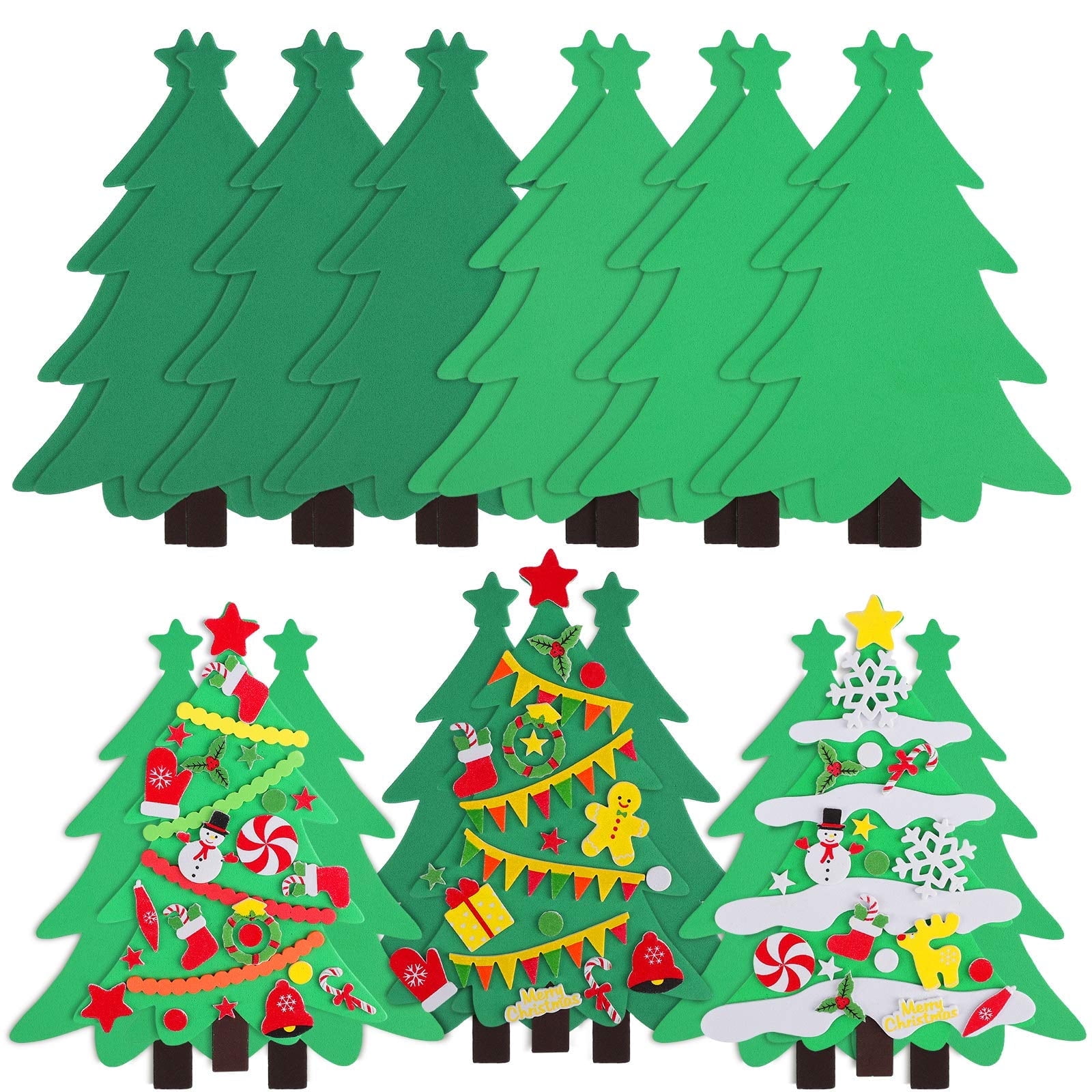 Elcoho Kids DIY Foam Christmas Tree 12 Kits for Arts & Crafts, Holiday ...
