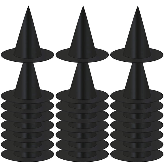 Elcoho 24 Pack Halloween Witch Hat Costume Accessory, Black Witch Caps for Holiday Cosplay Decor Halloween Christmas Party Suppli