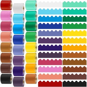 Elcoho Scalloped Bulletin Board Border Strips, Multicolor, 24 Count, 12 Pack, Back to School Classroom Display Decor
