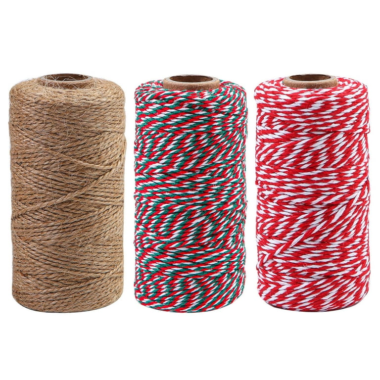 Elcoho 3 Rolls Christmas Twine Natural Jute String Cotton Twine for Gift  Wrapping DIY Crafts Gardening，984 Feet Totally 