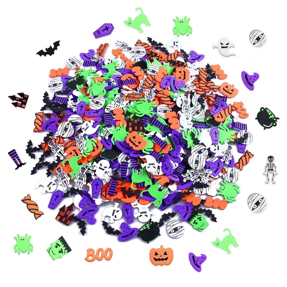 Elcoho 500 Pieces Halloween Foam Stickers, Self-Adhesive Assorted Pumpkin Bat Ghost Decals For DIY Crafts Halloween Decorations Party Supplies