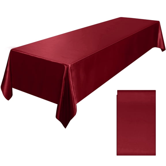Elcoho 1 Pack Rectangle 58 x 102 inches Burgundy Satin Tablecloth, Smooth Fabric Table Cover for Wedding Banquet Home Party Decor
