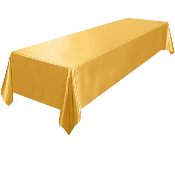 Elcoho 1 pack Rectangle 58 x 102 inch Gold Satin Tablecloth, Smooth Silk‑Like Fabric Table Cover for Wedding Banquet Home Party Decor
