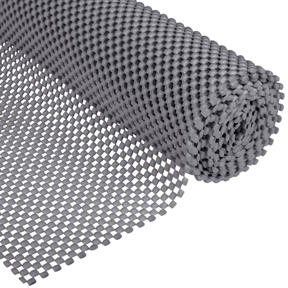 Elcoho Gray Non-slip Rubber Matting, Gray Grid, Waterproof Non-adhesive Shelf Drawer Liner, 79 Inch x 12 inch 1 Roll