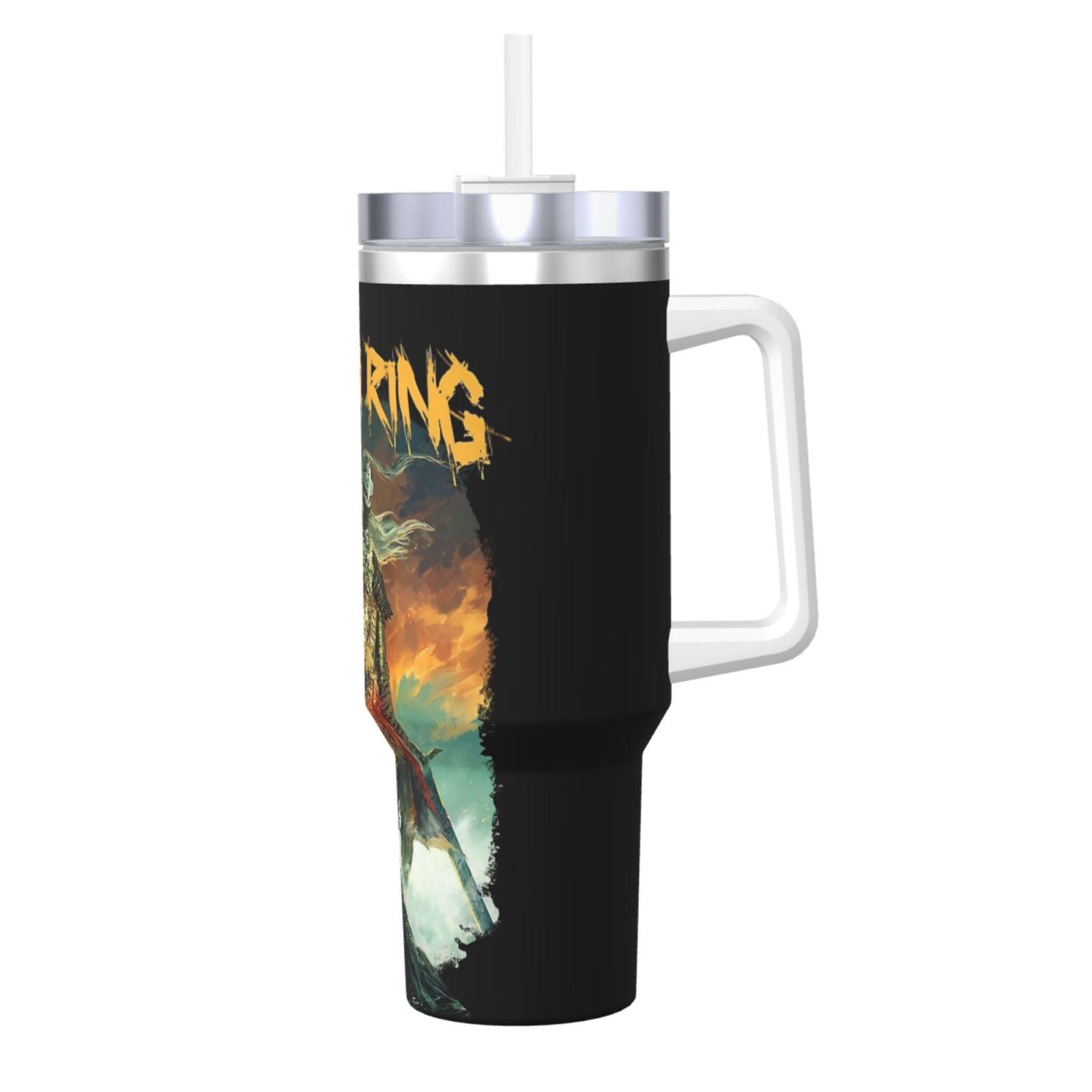 Elden Ring 40oz Ice Bully With Handle Straw And Lid, Print Stainless