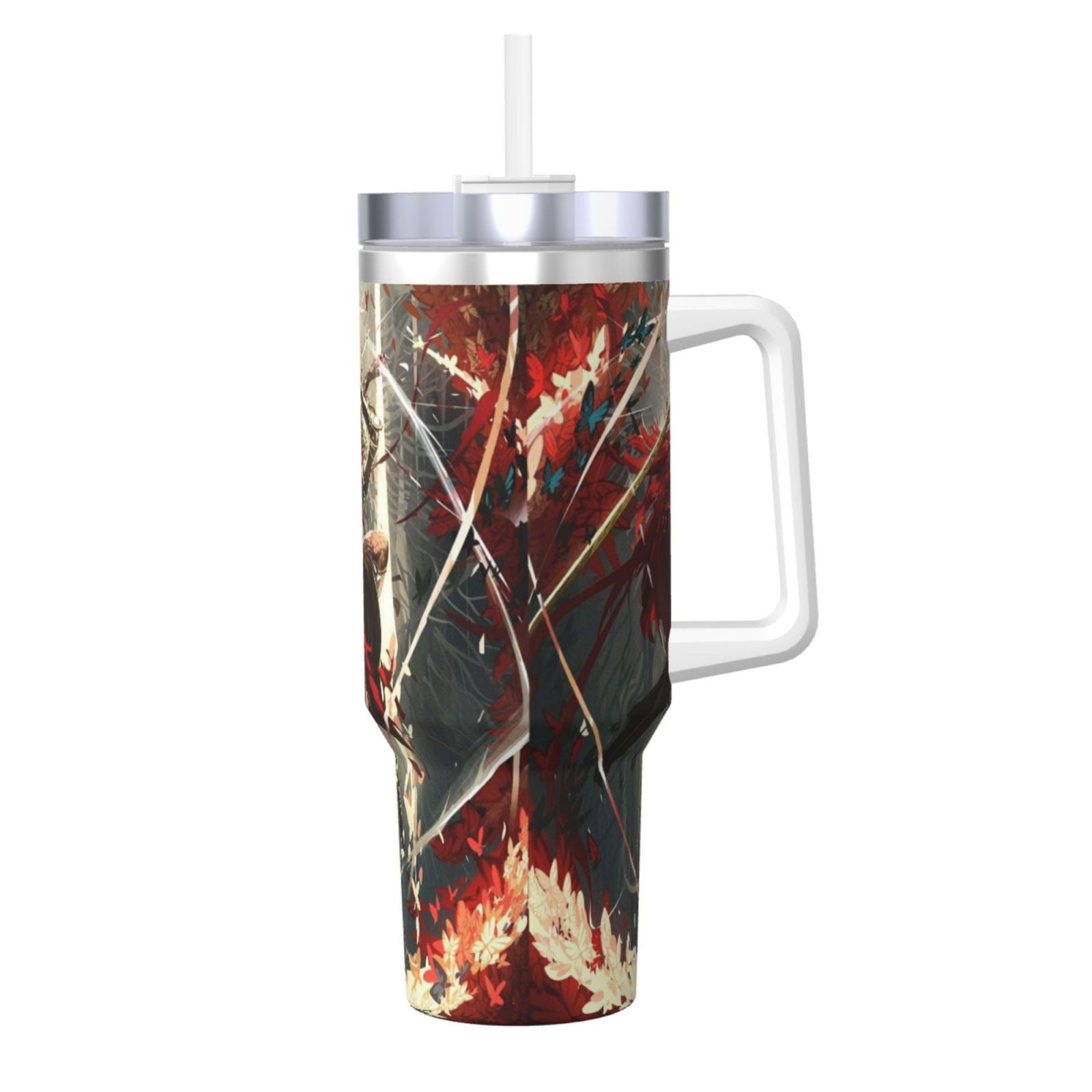 Elden Ring 40oz Ice Bully With Handle Straw And Lid, Print Stainless