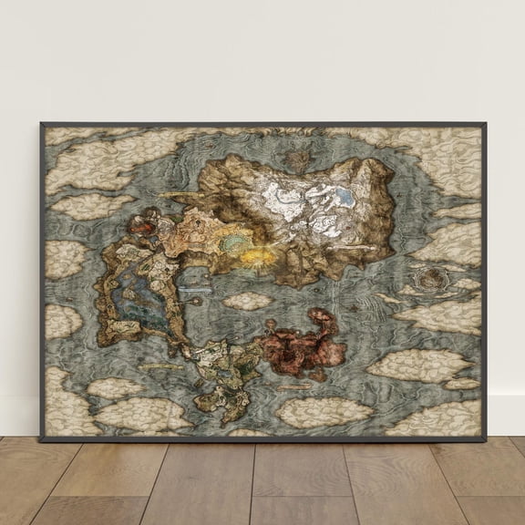 Elden Ring Map Poster, The Lands Between Wall Art, Game Print, Unframed Paper Poster 8x10in