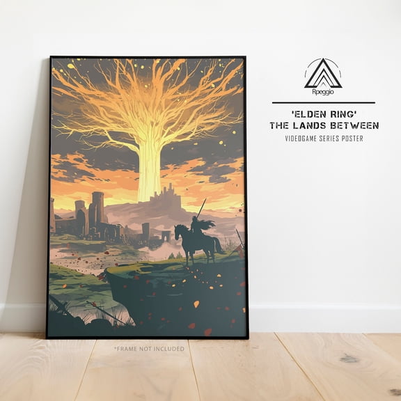 Elden Ring Wall Art, The Lands Between Poster, Minimalistic Video Game Decor, Unframed Paper Poster 8x10in