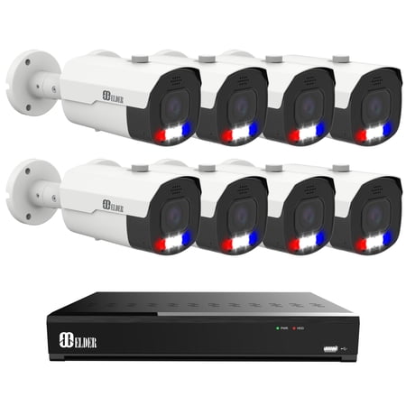Elder AI Security Camera System 12MP NVR 8Ch PoE, 8-Camera Motorized 4K Dual-Light Outdoor 4TB, Long-Range Night Vision, Sony Sensor & NDAA, Full Color Surveillance NocVU Series