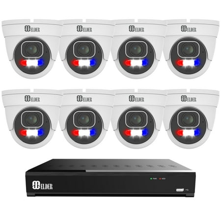 Elder AI Security Camera System 12MP NVR 8Ch PoE, 8-Camera Motorized 4K Dual-Light Outdoor 4TB, Sony Sensor & NDAA, Long-Range Night Vision, Full Color Surveillance NocVU Series