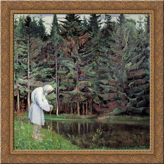Elder (Abraham, the Servant of God) 20x20 Gold Ornate Wood Framed Canvas Art by Nesterov, Mikhail