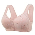 thumbnail image 1 of Elder Comfortable Plus Size Bra - Front Closure for Seniors Daily Wear - Soft Cups Breathable Wireless Flower Printed Underwear Balconette for Lady 60, 1 of 4