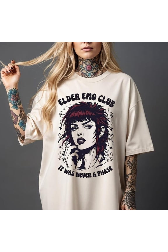 Elder Emo Club It Was Never A Phase Hair Unisex Short Sleeve Tee Comfort Colors 1717 Alt Clothing Goth Emo Funny Music Punk Rock Shirt