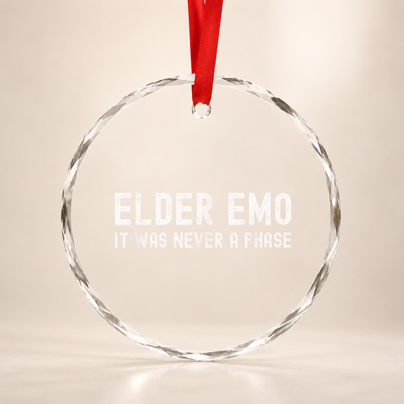 Elder Emo It Was Never A Phase Emo Goth Punk Gothic Glass Ornament