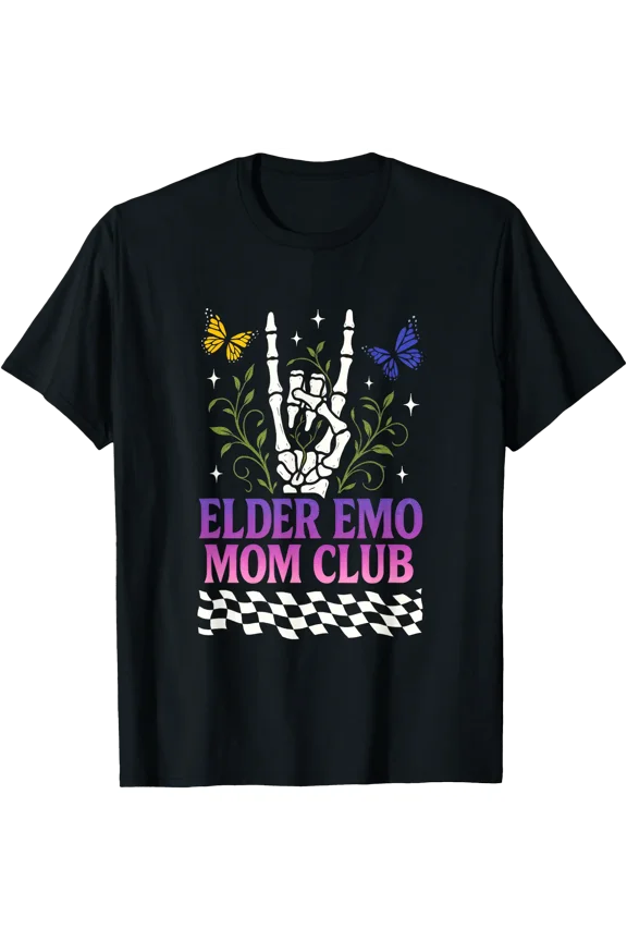Elder Emo Mom Club - Skeleton Butterflies Goth T-Shirt, Unisex T-Shirt