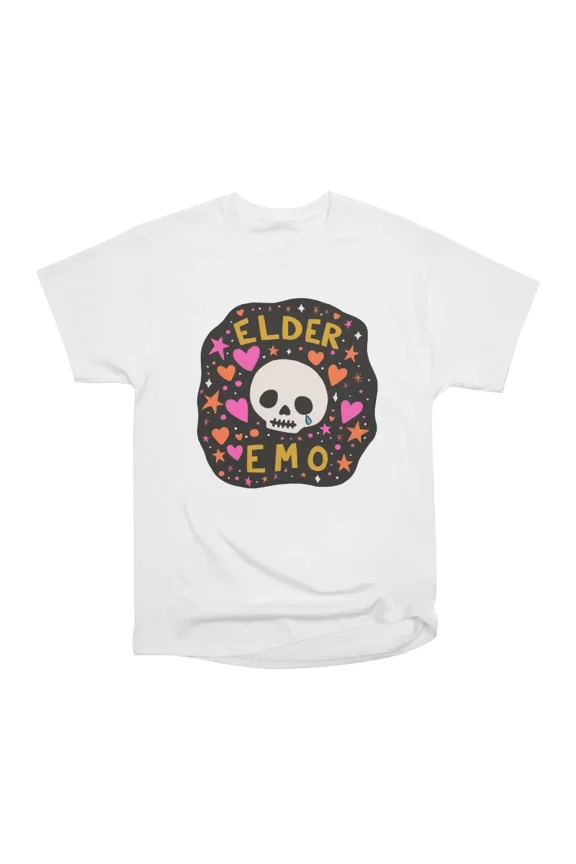 Elder Emo Skull Illustration T-Shirt Tee Gift For Him Merch For Her Apparel For Friend