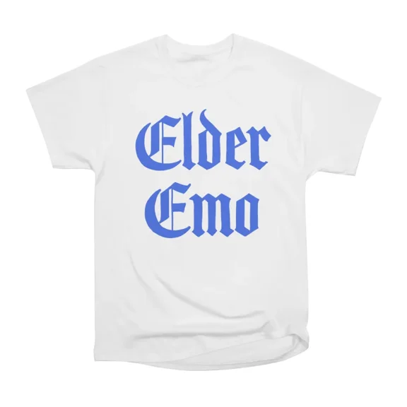 Elder Emo Typography Design in Blue T-Shirt Tee Gift For Him Merch For Her Apparel For Fri