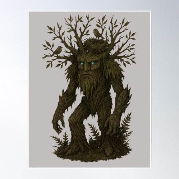 Elder Grove Guardian – Ancient Tree Being Poster Wall Art, Modern Wall Decor, 24x36 UNFRAMED