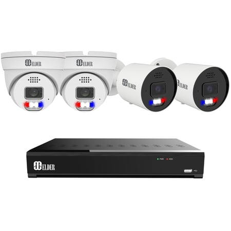 Elder Home Security 4K 8 Channels12MP Outdoor Smart Face & License Plate, Night Vision, 4pcs
