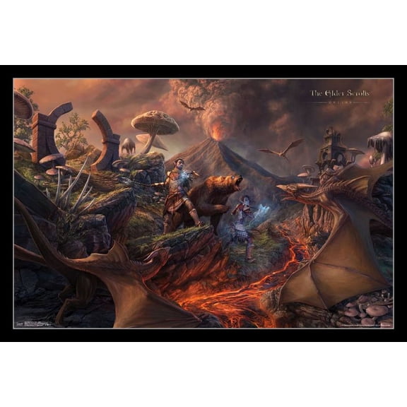 Elder Scrolls Online - Battle Laminated & Framed Poster Print (34 x 22)