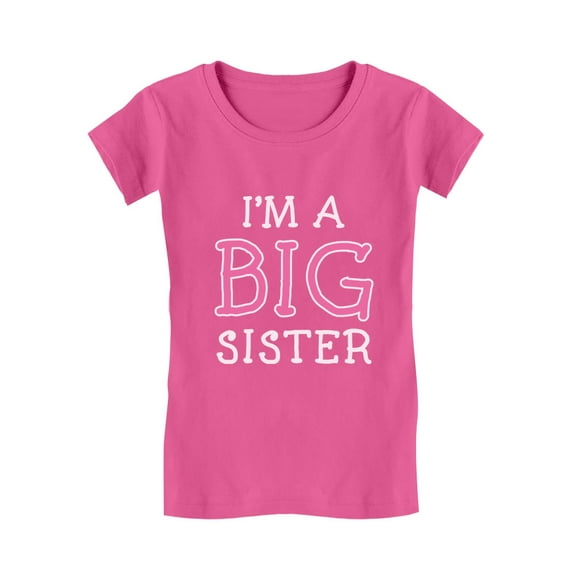 Elder Sibling Gift Idea - I'm The Big Sister Toddler/Kids Girls' Fitted T-Shirt 5/6 Wow pink