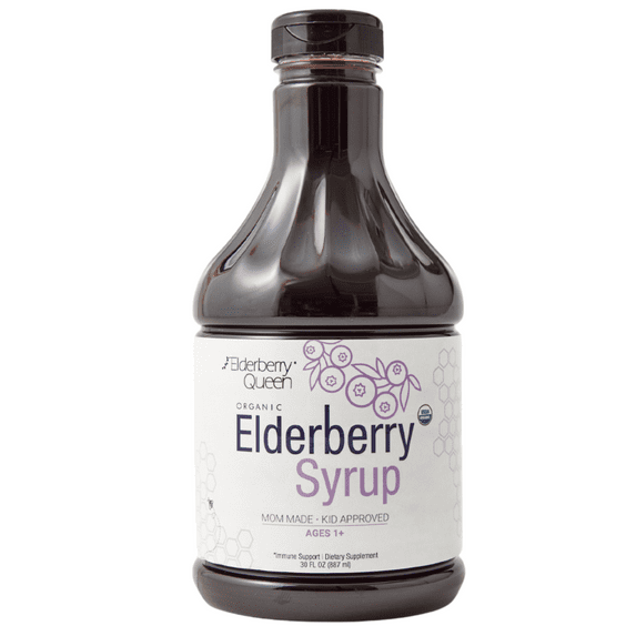 Elderberry Queen Certified Organic Elderberry Syrup Supplement for Immune Support, 30 fl oz