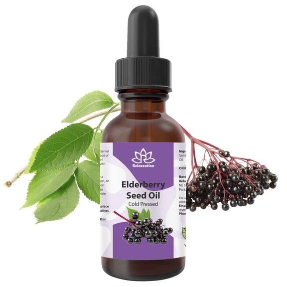 Elderberry Seed Oil – Cold-Pressed Lightweight Moisturizing Oil for Skin & Hair, 0.5 fl oz by Relaxcation