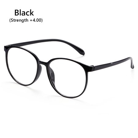 Elderly Computer Glasses Frame Anti blue Light Presbyopic Glasses Reading Glasses Round Eyewear Vision Care BLACK STRENGTH +4.00