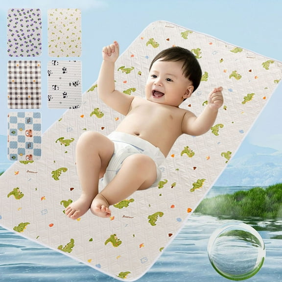 Elderly Cottons Lined Diaper Pads,60x40" Incontinence Pad for Women,Animal And Plants Printed Washable Pee Pads for Adults, Non-Slip Chuck Pads Quilted,Reusable Underpads Bed Wetting Pads for Period