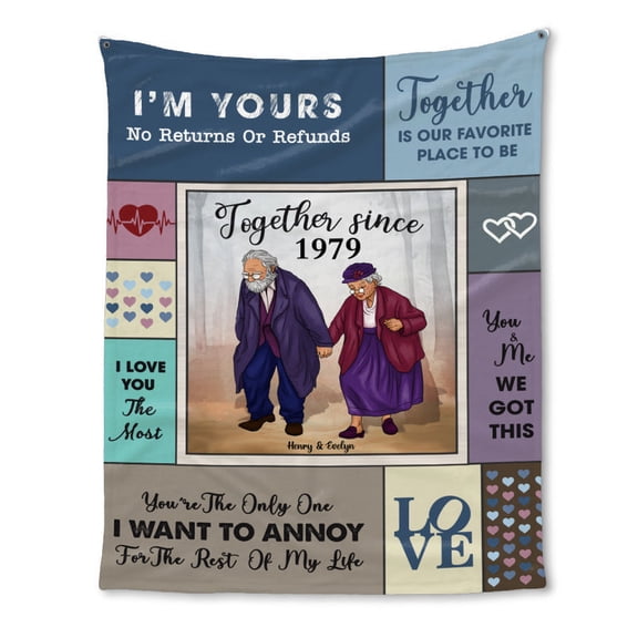 Elderly Couple Growing Old Together Fleece Blanket, 50x60in Fleece Blanket