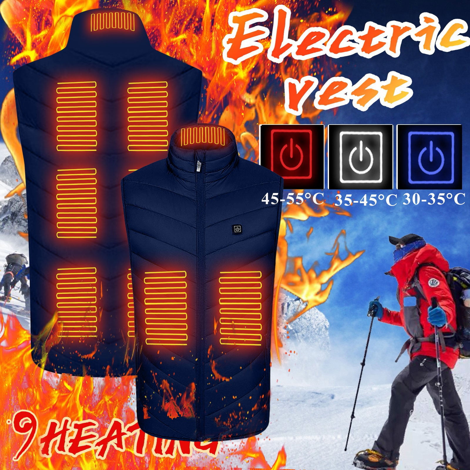 Elderly Exercise 9 Area Heating Vest Unisex Outdoor Warm Clothing