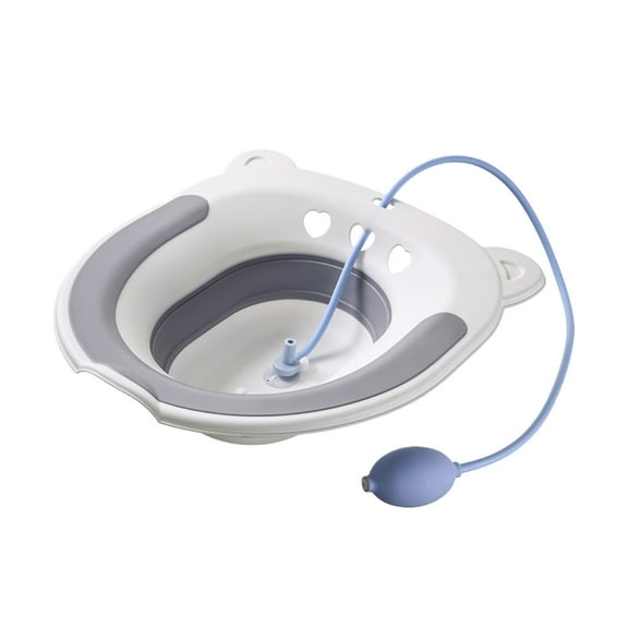 Elderly Sitz Bath Basin with Press Flush System Collapsible Design for Portable Care Foldable Nursing Tub for Toilet Seat Comfort and Personal Cleansing Convenience