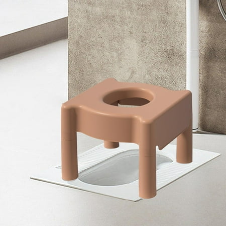 Elderly Squat Toilet Seat Stool Potty Chair for Bathroom Practical Moveable Khaki Hard Top