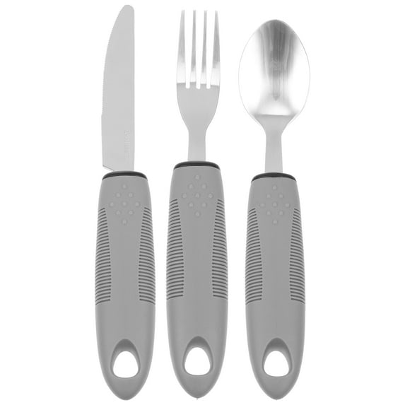 Elderly Utensils Adaptive Built Cutlery Up Bendable Spoon Handicapped People Fork Elderly set Parkinsons Non Handle Silverware (three-piece set)