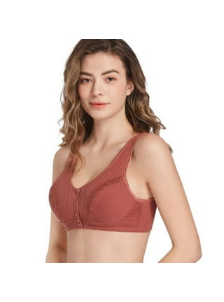 Mlqidk 3 Pack Elderly Women Button Front Closure Bras Seamless Cotton  Everyday Soft Cup (no Pads) Bras 