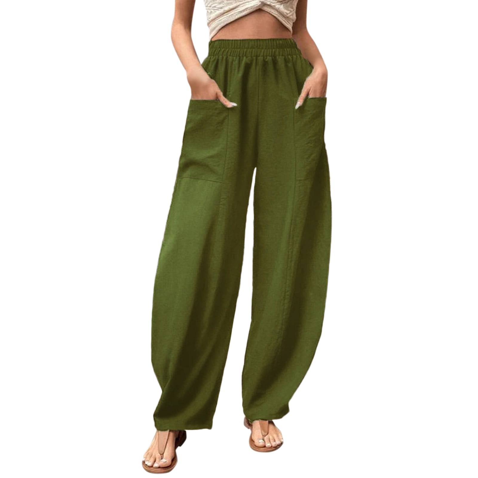 Classic Wide-Leg Pants Green  Womens Ardene BEST SELLERS