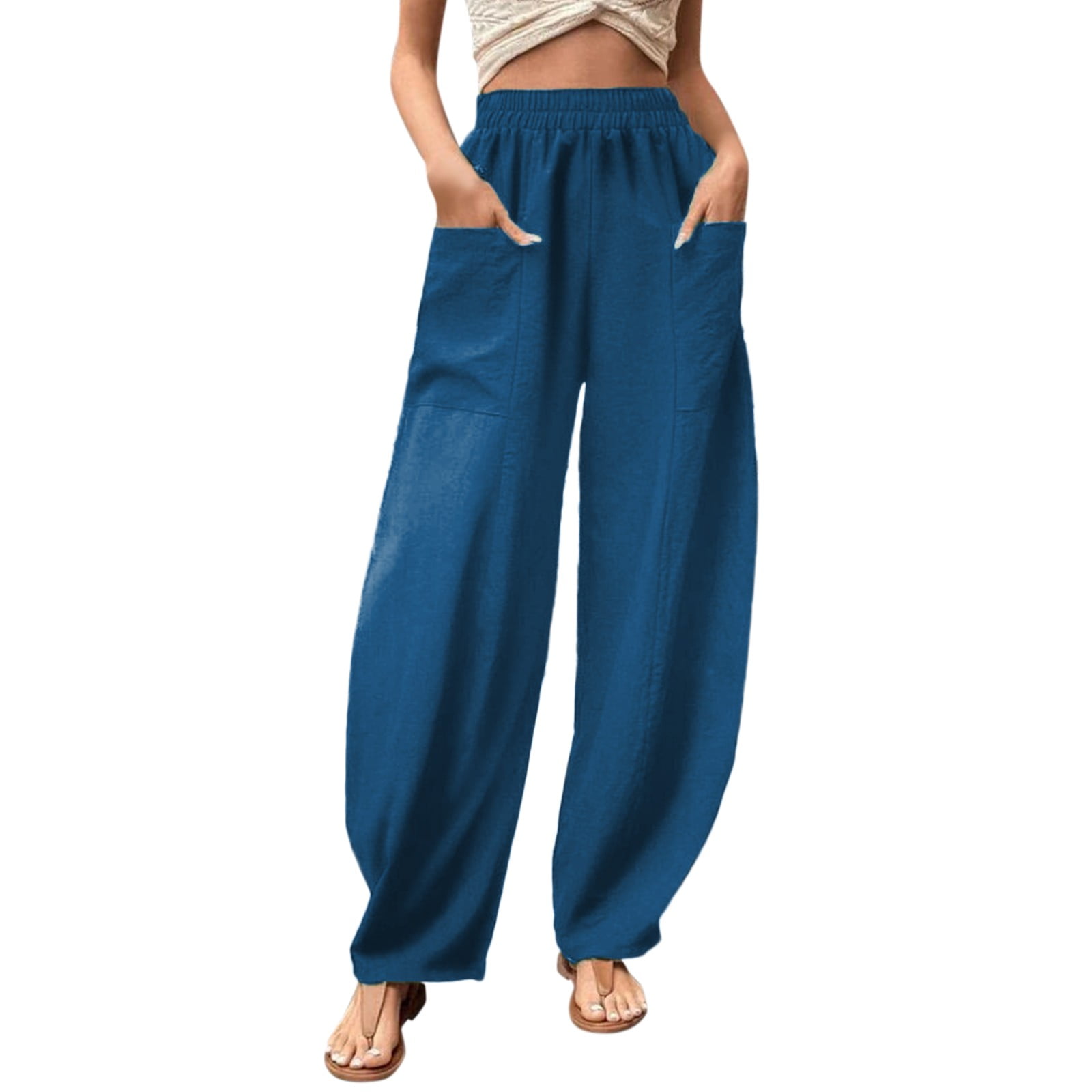 Elastic waist pants top for elderly woman