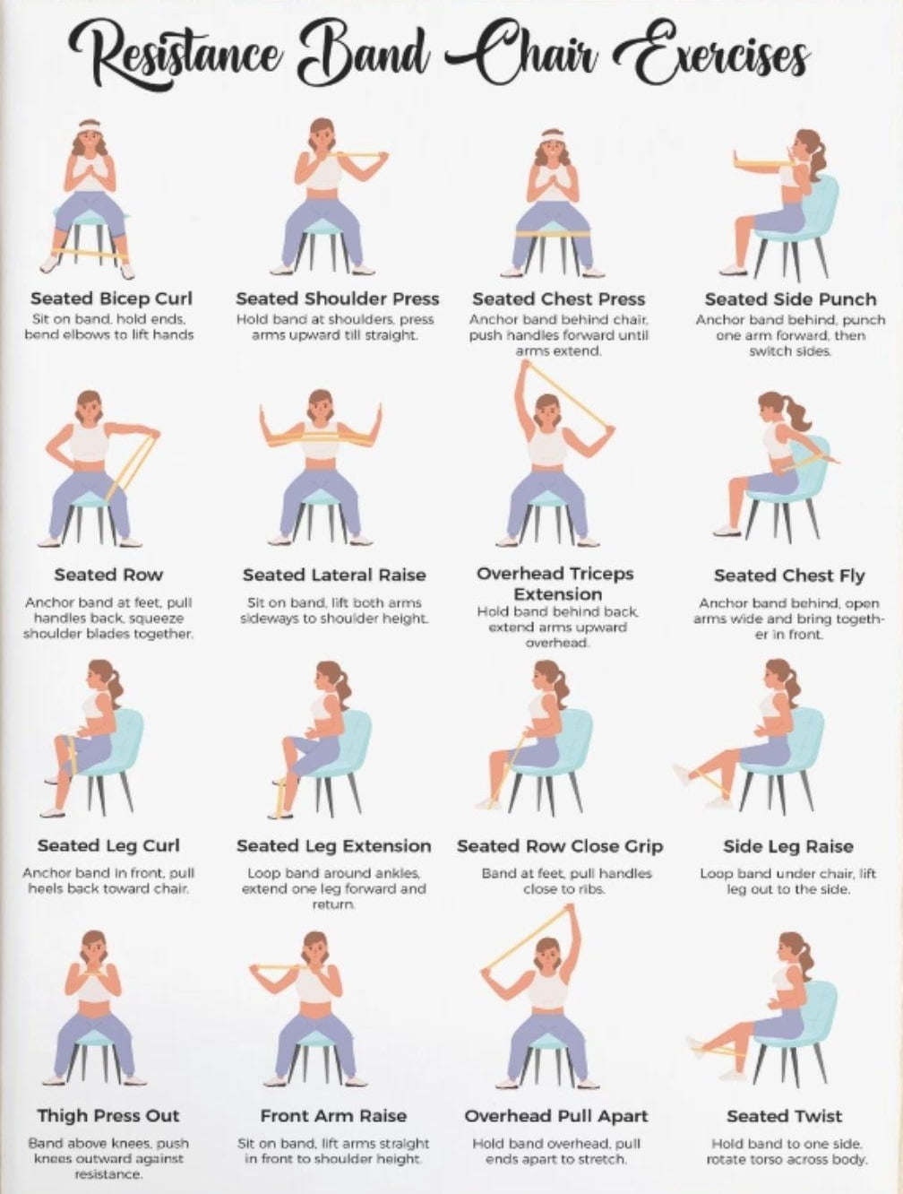 Elderly resistance chair exercise poster, seat belt exercise table ...