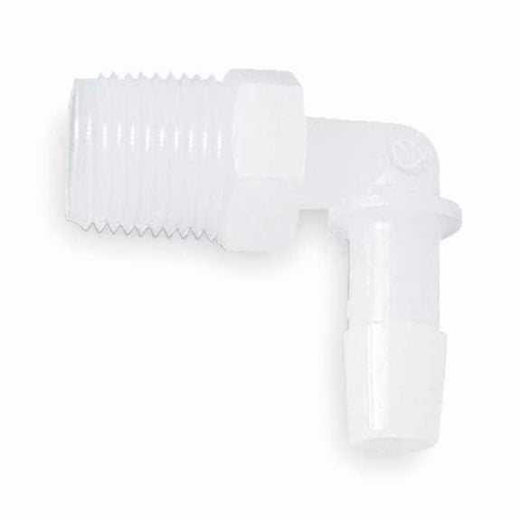 Eldon James Elbow,HDPE,Barbed1/4in,MNPT1/2in,PK10 L8-4HDPE