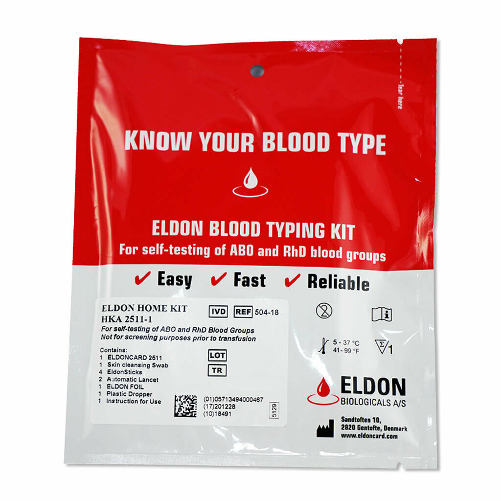 Eldoncard Blood Type Test Kit, Blood Typing Kit w/ Instructions - image 1 of 6