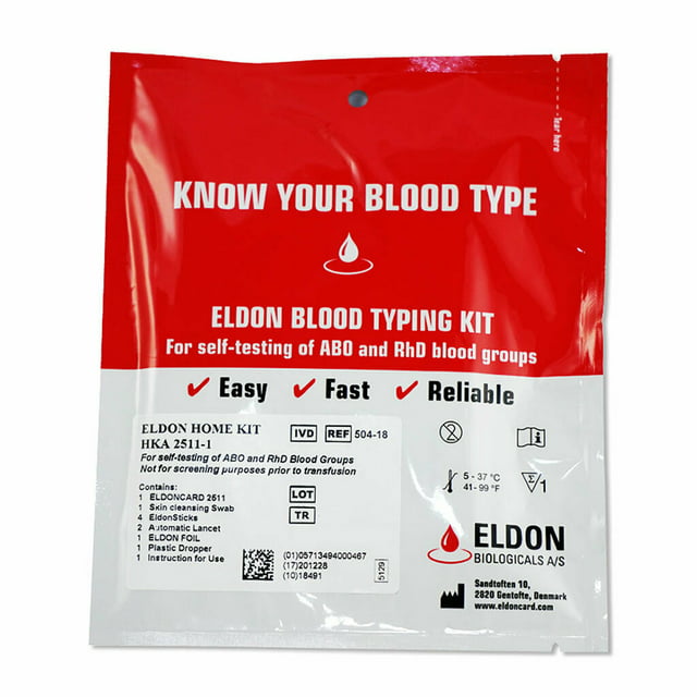 Eldoncard Blood Type Test Kit, Blood Typing Kit w/ Instructions